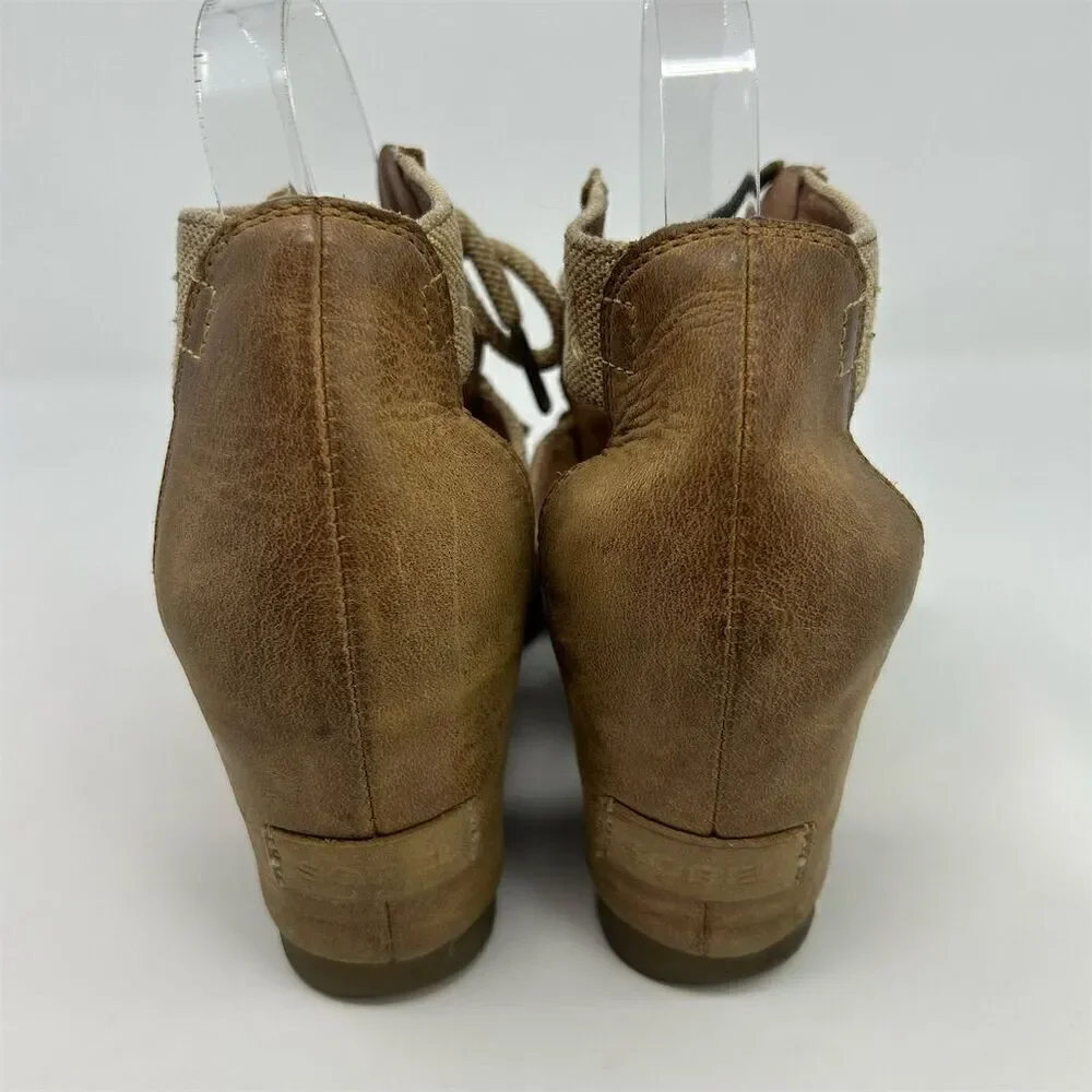 Sorel Women's Joanie Caged Wedge Lace Up Sandals Brown Size 10 Summer Casual